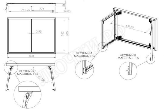 Люк под плитку Секрет 3.0, 2 створки 1200*1050 Люк под плитку Секрет 3.0, 2 створки 1200*1050